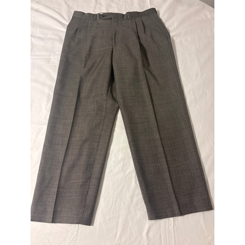 Unbranded Pleated Dress Pants Mens 36 Grey Wool Blend Trousers